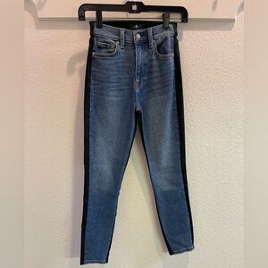 7 for All Mankind High Waist Ankle Skinny Denim & Black Coated Jean